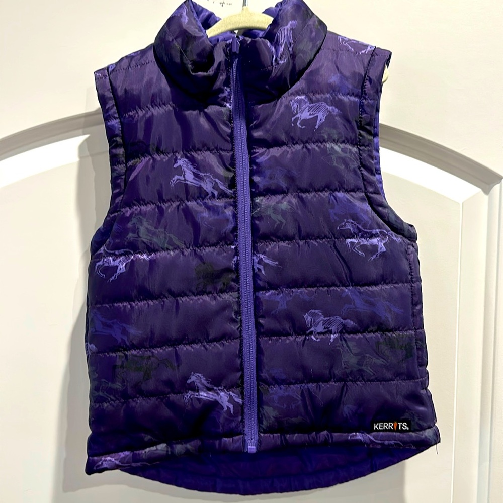 Girls Purple reversible horse vest